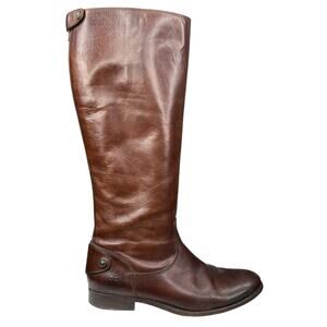 Frye Women’s Melissa Button Brown Leather Riding Boot Size US 11